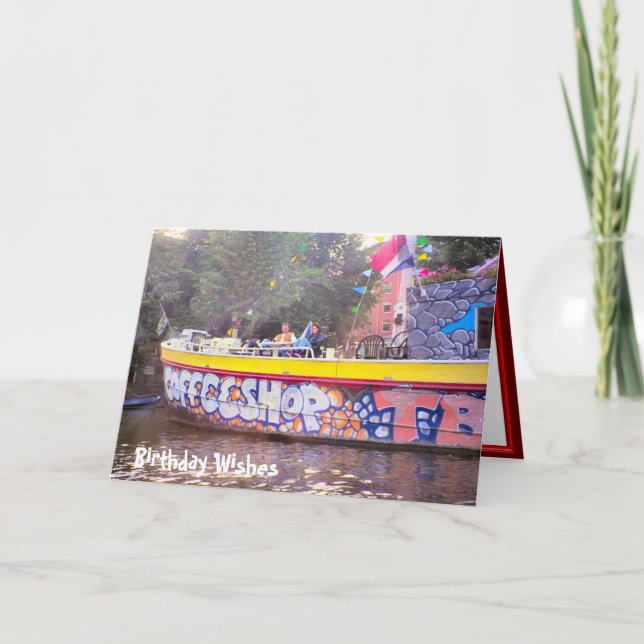 Carte Amsterdam Coffeeshop, souhaits d'anniversaire (Devant)