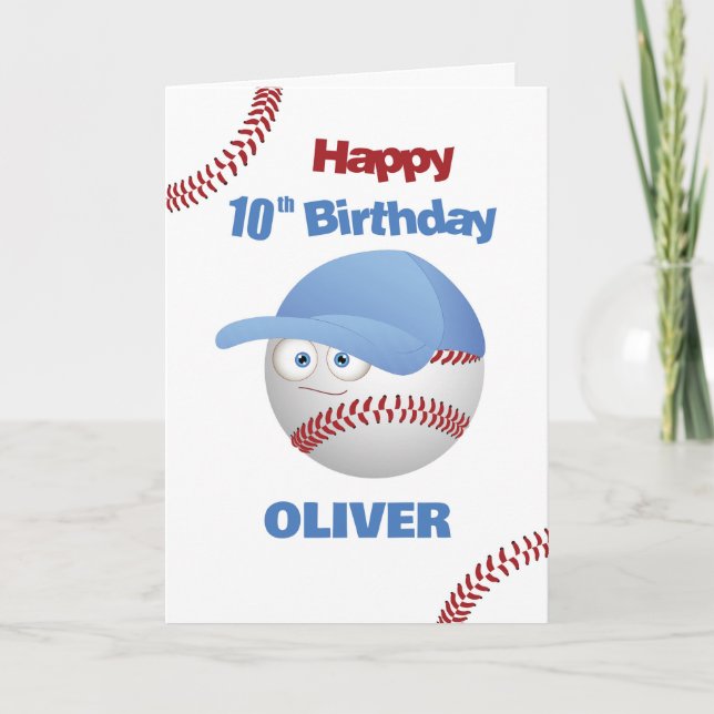 Carte Amusant 10ème Anniversaire Thème de Baseball (Devant)