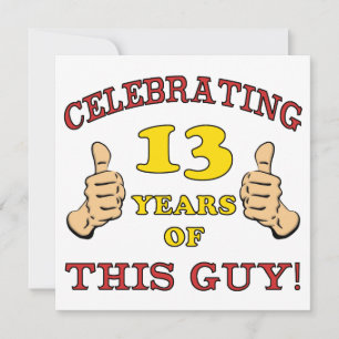 Carte Amusant 13ème anniversaire pour les garçons