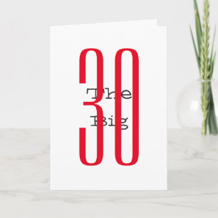 Carte Amusant 30ème anniversaire, grand rouge, texte noi