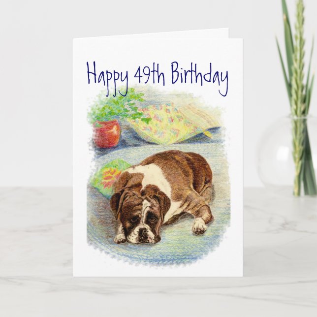 Carte Amusant 49ème anniversaire, mignon mais triste chi (Devant)