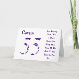 Carte Amusant, 55ème anniversaire, cousin, texte violet 