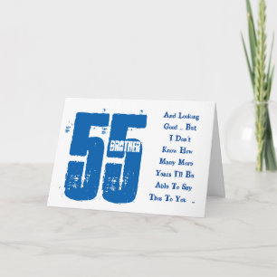 Carte Amusant, 55ème anniversaire, frère, texte bleu et 