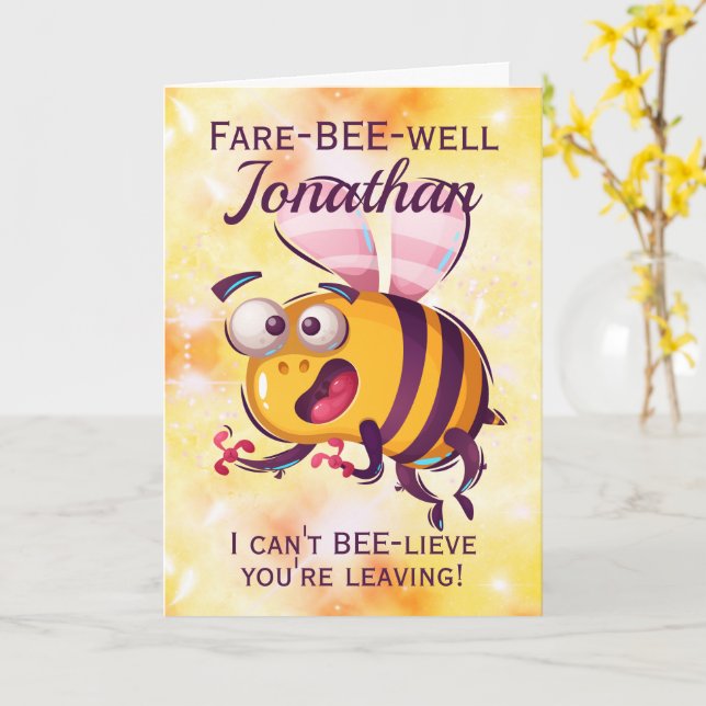 Carte Amusant adieu d'abeilles quitter (Fleur jaune)