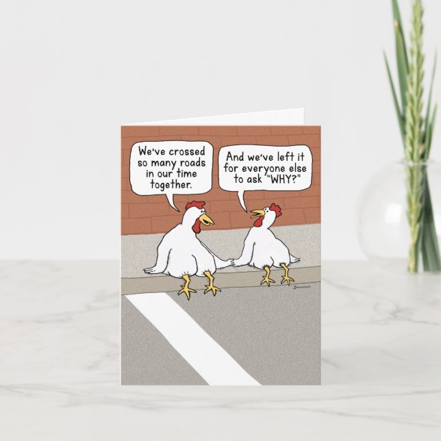 Carte Amusant Anniversaire de couple de poulet (Devant)