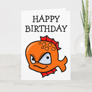 Carte Amusant Anniversaire du poisson d'or en colère