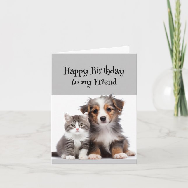 Carte Amusant Anniversaire Merveilleux Ami Cute Chien Ch (Devant)