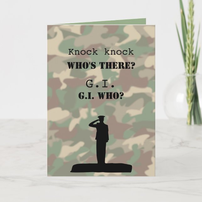 Carte Amusant Anniversaire Militaire Frappe Frappe Blagu (Devant)