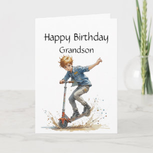 Carte Amusant Anniversaire Petit-fils garçon sur un Kick