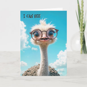 Carte Amusant autruche d'anniversaire portant des lunett