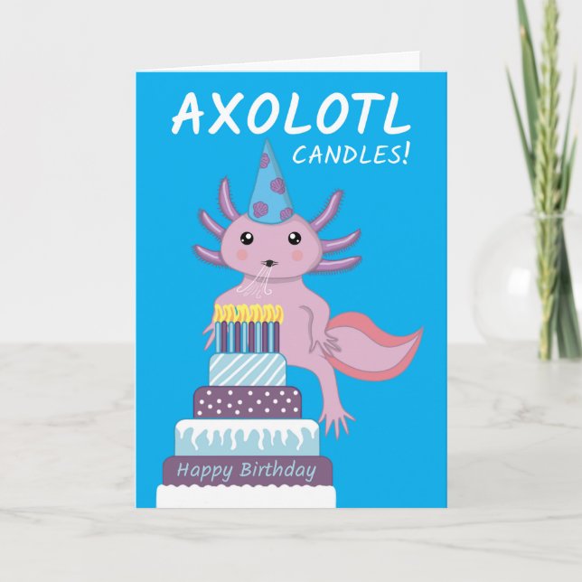Carte Amusant Axolotl bougies Anniversaire (Devant)