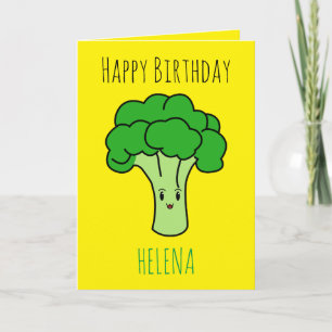 Carte Amusant Brocoli Jaune Vegan Anniversaire