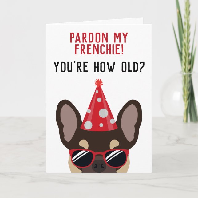 Carte Amusant Brown et Tan French Bulldog anniversaire (Devant)