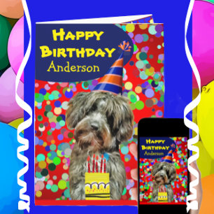 Carte Amusant Chien de Poodle Aussie Joyeux Anniversaire