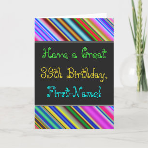 Carte Amusant, coloré, Whimsical 39th Birthday Card