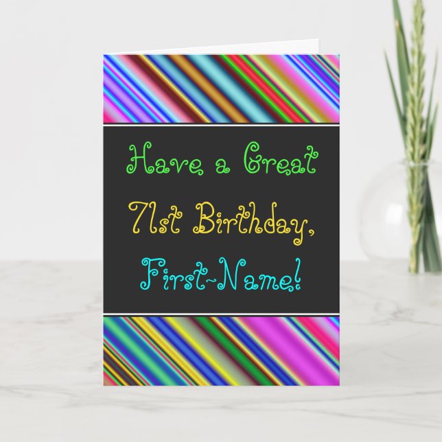 Carte Amusant, coloré, Whimsical 71st Birthday Card (Devant)
