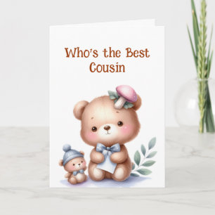 Carte Amusant Cousin Anniversaire mignon Teddy Bear
