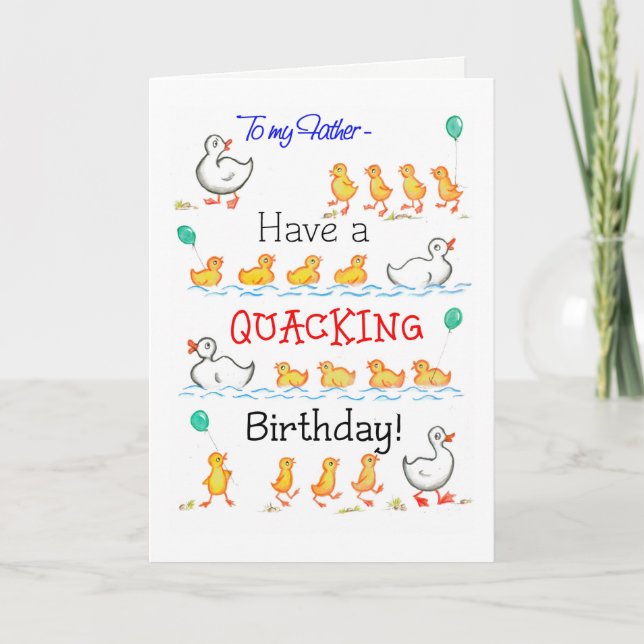 Carte Amusant Cute Ducklings Quacking Anniversaire, pour (Devant)
