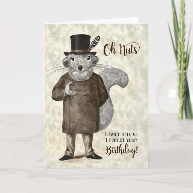 Carte Amusant écureuil d'anniversaire en costume et Casq (Devant)