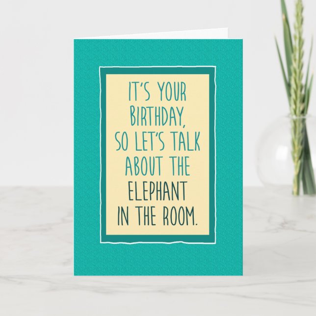 Carte Amusant éléphant dans la chambre Anniversaire (Devant)