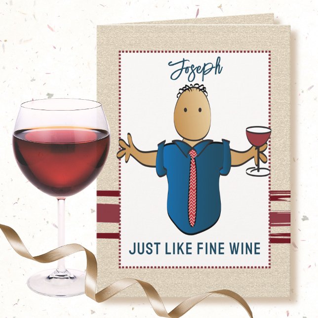 Carte Amusant Ethnic Homme Cartoon Red Wine Classic Anni (Créateur téléchargé)