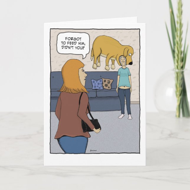Carte Amusant Faim Chien Bitting Tête Anniversaire (Devant)