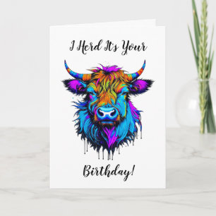 Carte Amusant Highland Cow Pun Anniversaire