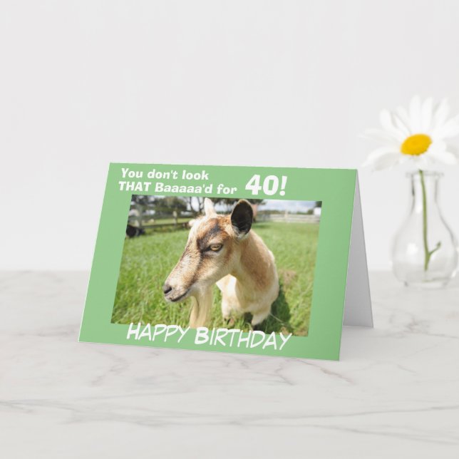 Carte Amusant Humour de chèvre verte sur mesure Annivers (Petite plante)
