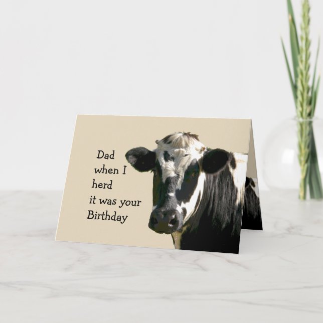 Carte Amusant Humour de vache papa Anniversaire rit (Devant)