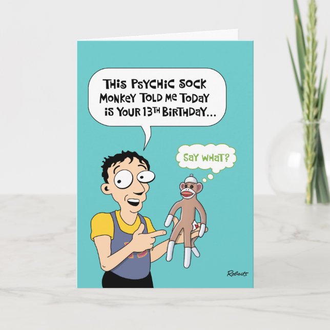 Carte Amusant Joyeux 13ème anniversaire (Devant)