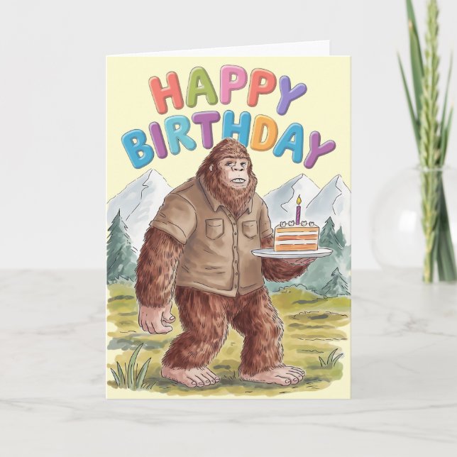 Carte Amusant Joyeux Anniversaire BigFoot Sasquatch (Devant)