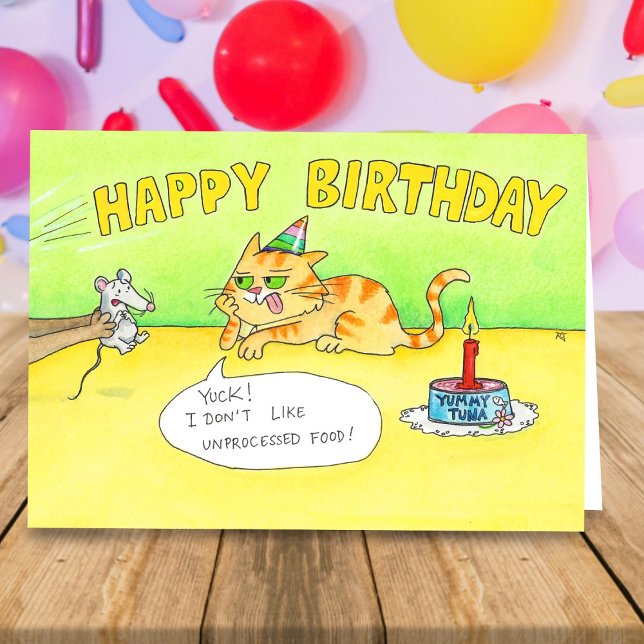 Carte Amusant Joyeux anniversaire Chat saluant (Créateur téléchargé)