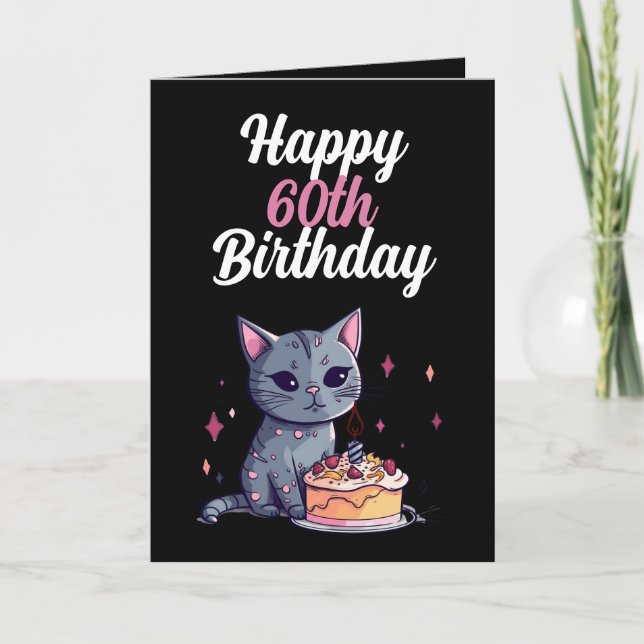 Carte Amusant Mari de chat noir et blanc 60e anniversair (Devant)