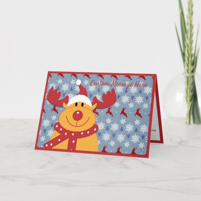 Carte Amusant & mignon chien Reindeer Oreilles Noël (Devant)