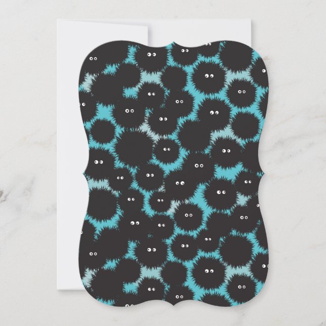 Carte Amusant monstres noirs moelleux (Devant)
