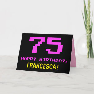 Carte Amusant, Nerdy, Geeky, Rose, 8 bits Style 75e anni
