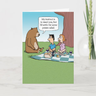 Carte Amusant Ours Crashant un pique-nique Anniversaire