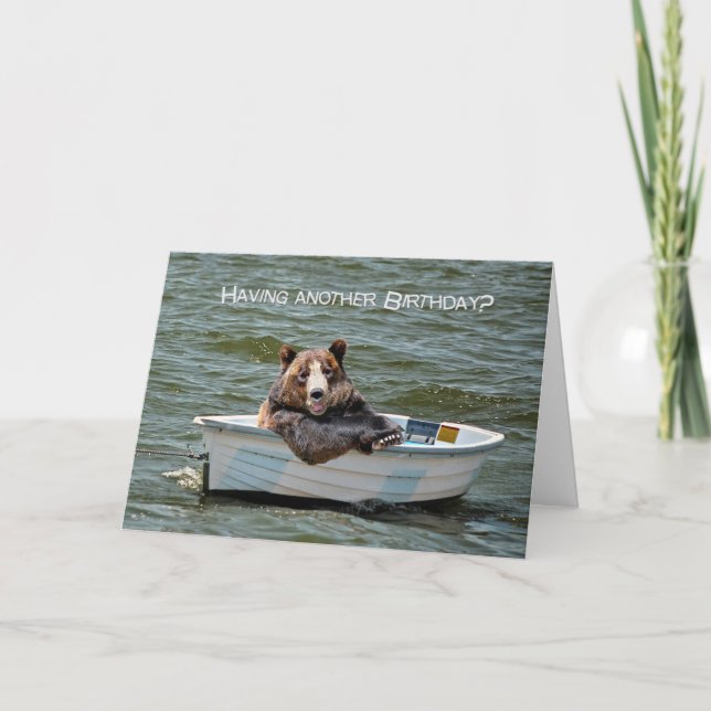 Carte Amusant Ours En Bateau Anniversaire (Devant)