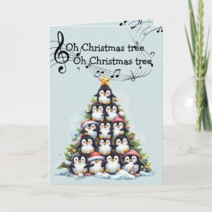 Carte Amusant Penguin Oh sapin de Noël Musical