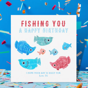 Carte Amusant Poisson Pun Joyeux Anniversaire