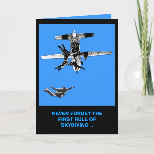 Carte Amusant, première règle d'anniversaire de parachut (Devant)