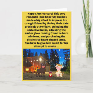 Carte Amusant Pun Moon Éclairage Mooed Joyeux Anniversai