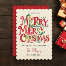 Amusant Rétro Joyeux Noël Typo Aquarelle Colorée