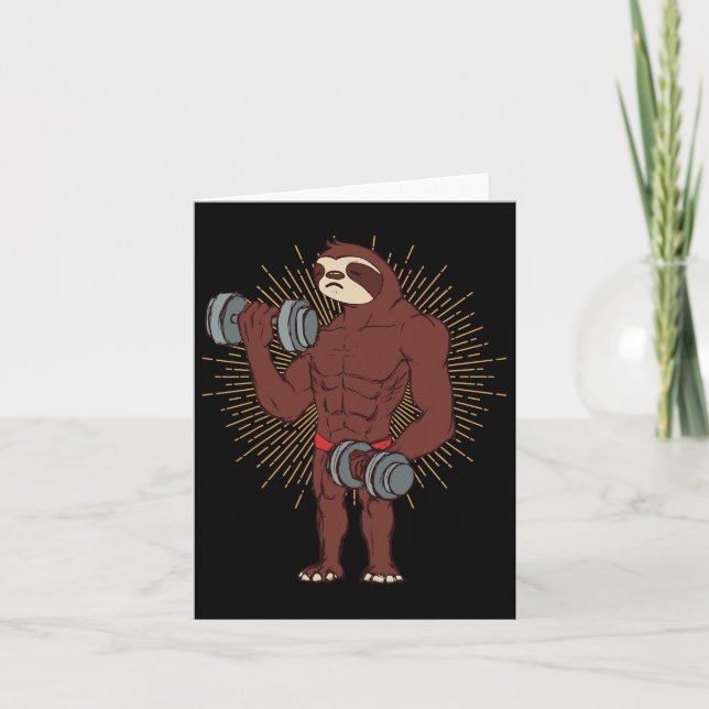 Carte Amusant Sloth Exercice Poids Lifting Gym Ra (Devant)