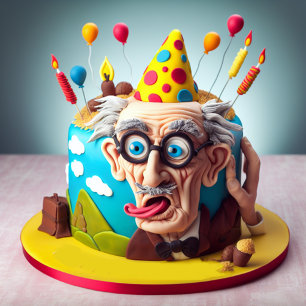 CARTE AMUSANT SUR LA COLLINE THÈME DE GÂTEAU D'ANNIVERSA