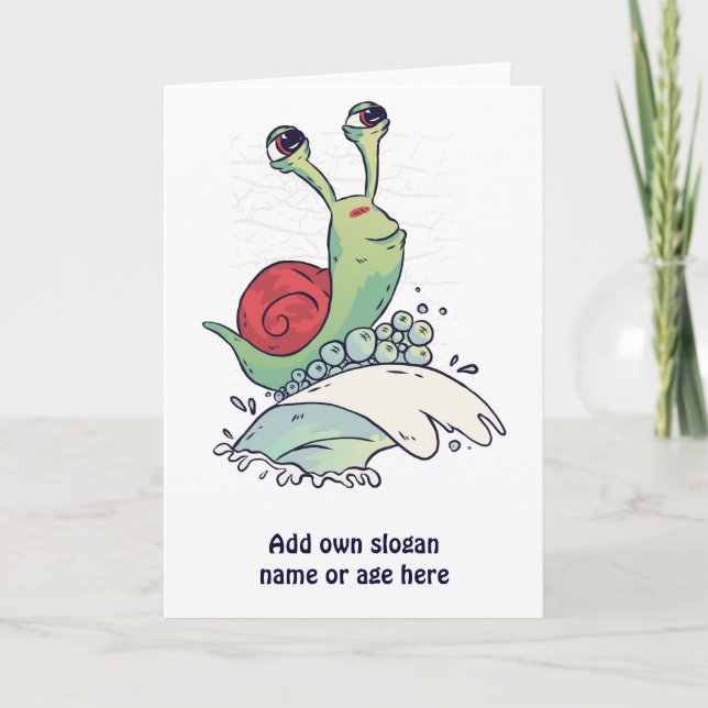 Carte Amusant Surfer Planche Surf Attraper Un Ado Vague (Devant)