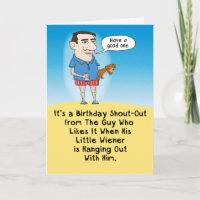 Amusant type avec petit Wiener Anniversaire