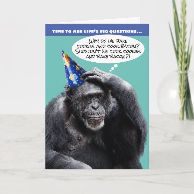 Carte Amusant Vieux Chimpanzé La vie des grandes questio (Devant)
