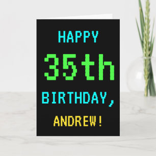 Carte Amusant Vintage/Retro jeu vidéo Look 35e anniversa
