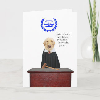 Carte Amusant voici le Juge Dog Anniversaire